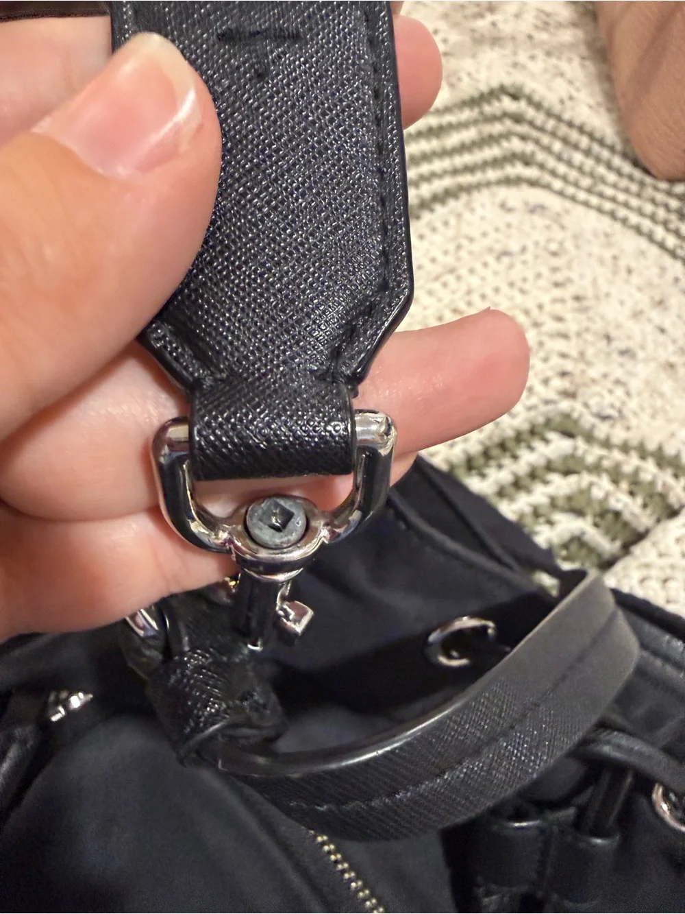 Tory Burch Black Nylon Drawstring Shoulder Bag